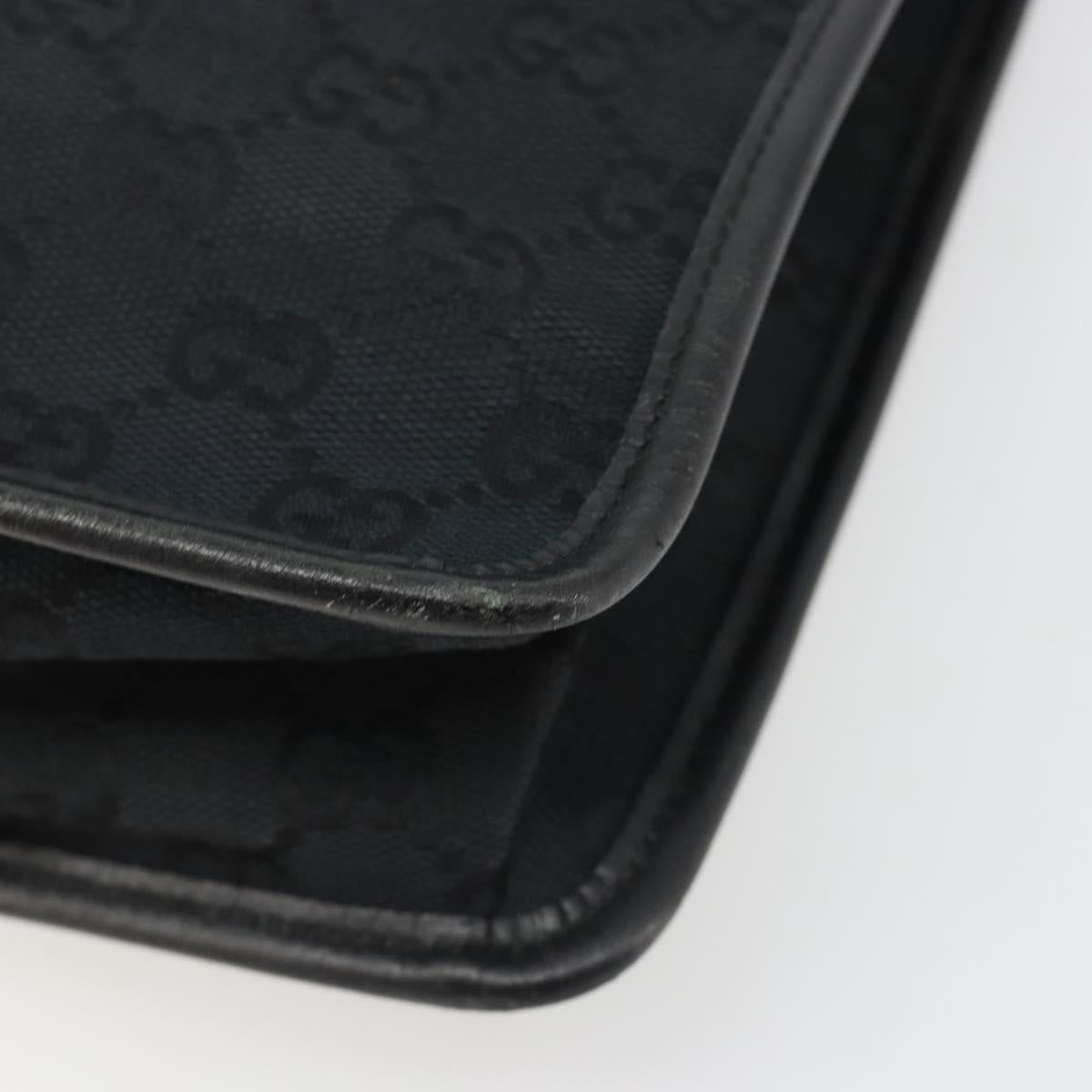 GUCCI GG Canvas Shoulder Bag Black Gold 91762 Auth ka4779A