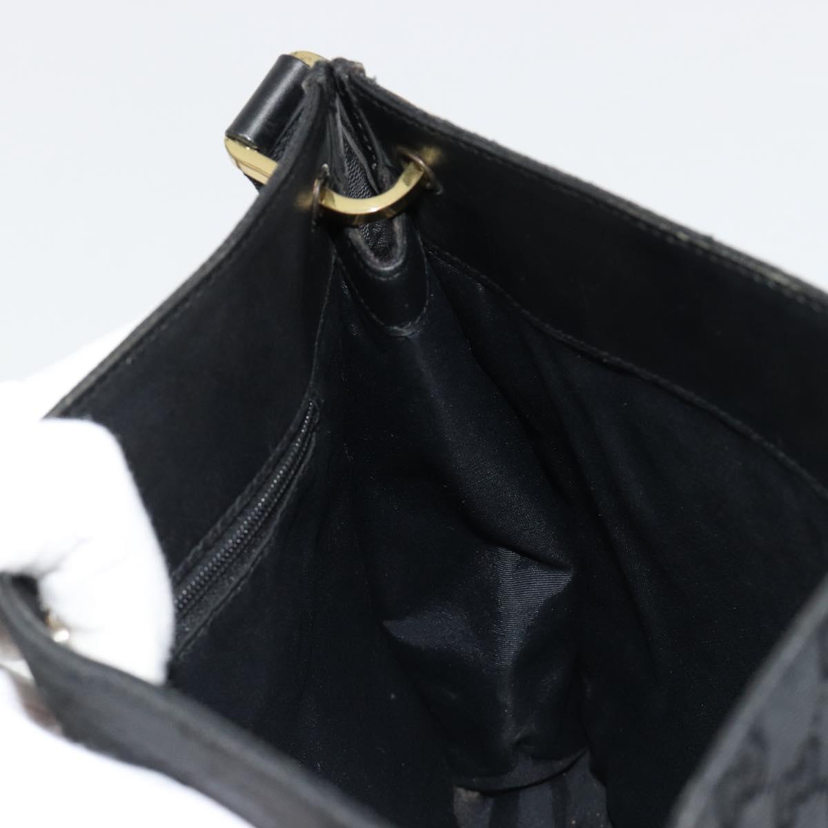 GUCCI GG Canvas Shoulder Bag Black Gold 91762 Auth ka4779A