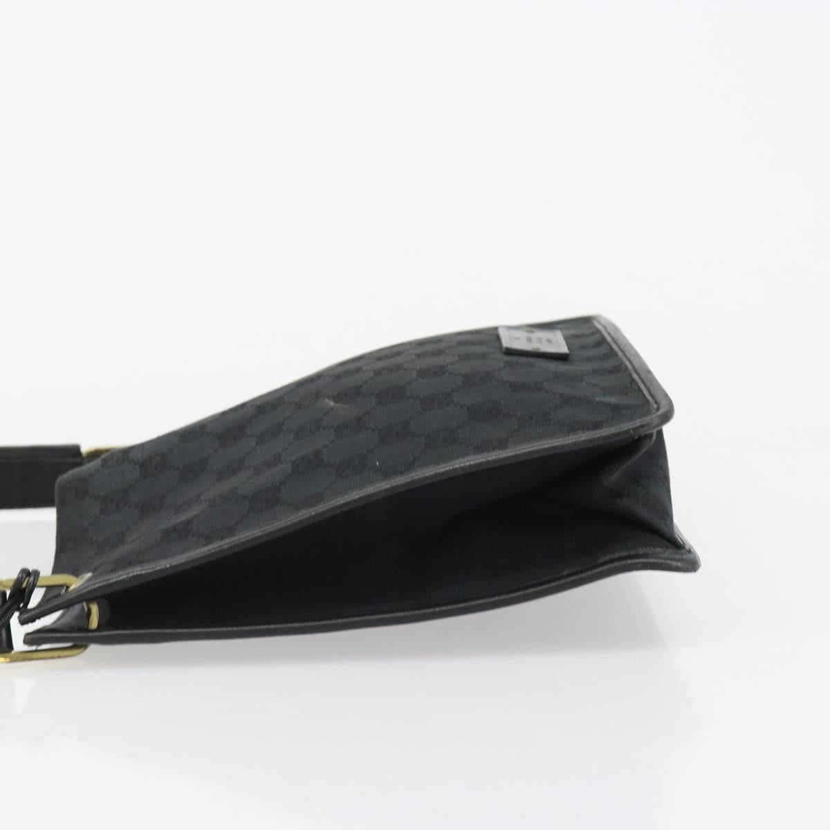 GUCCI GG Canvas Shoulder Bag Black Gold 91762 Auth ka4779A