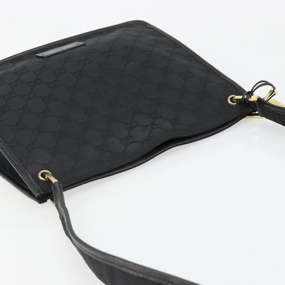 GUCCI GG Canvas Shoulder Bag Black Gold 91762 Auth ka4779A