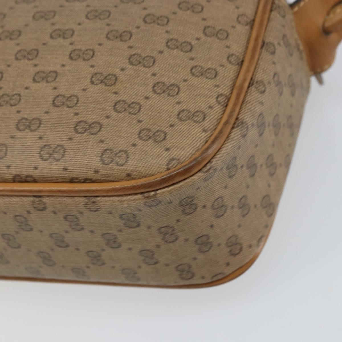 GUCCI Micro GG Supreme Shoulder Bag PVC Beige Gold Auth ka478