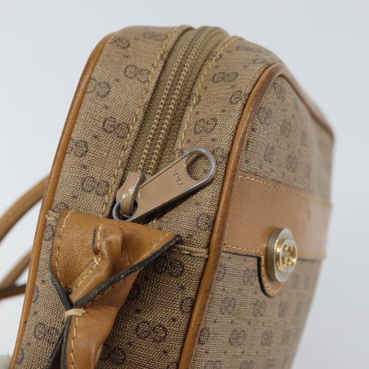 GUCCI Micro GG Supreme Shoulder Bag PVC Beige Gold Auth ka478