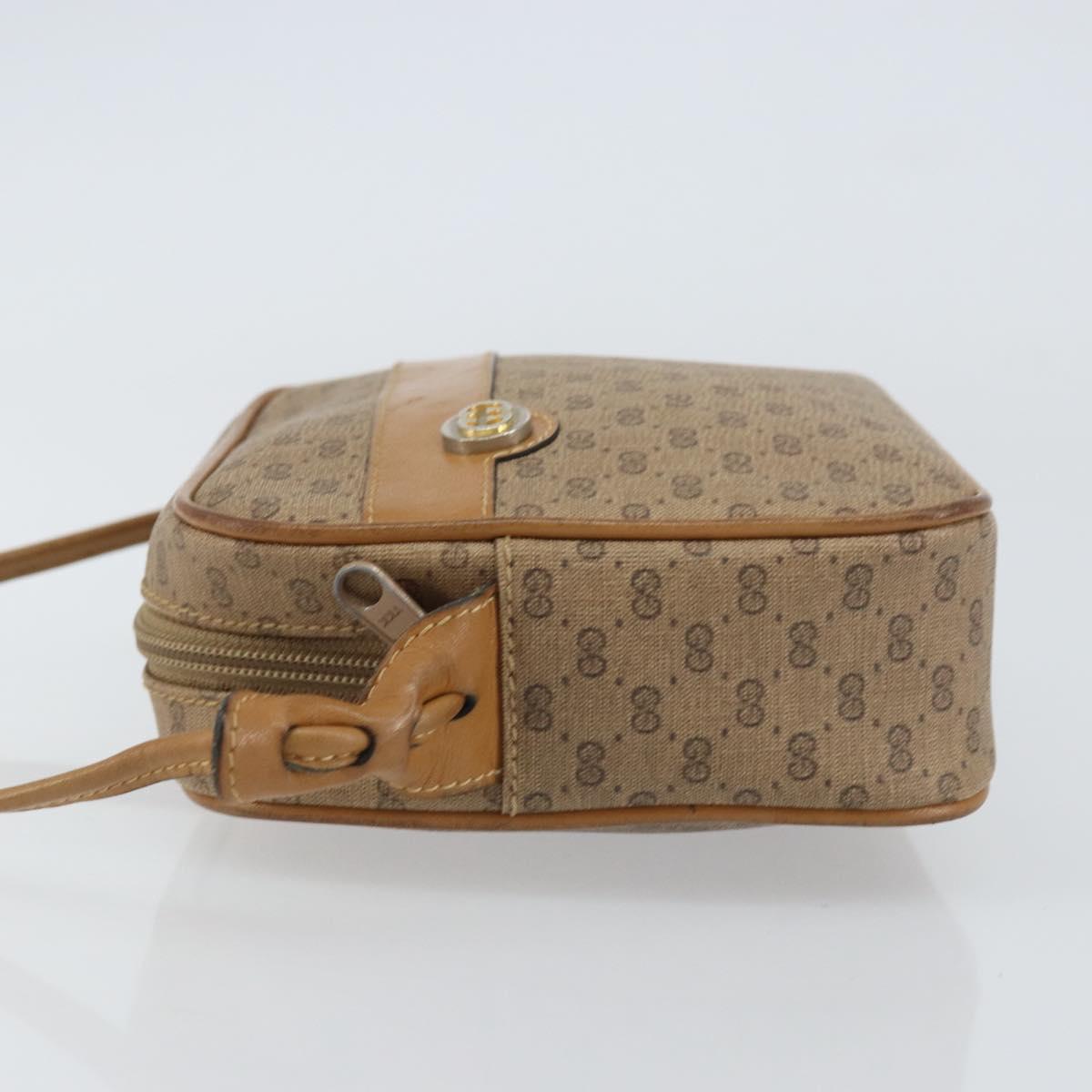 GUCCI Micro GG Supreme Shoulder Bag PVC Beige Gold Auth ka478