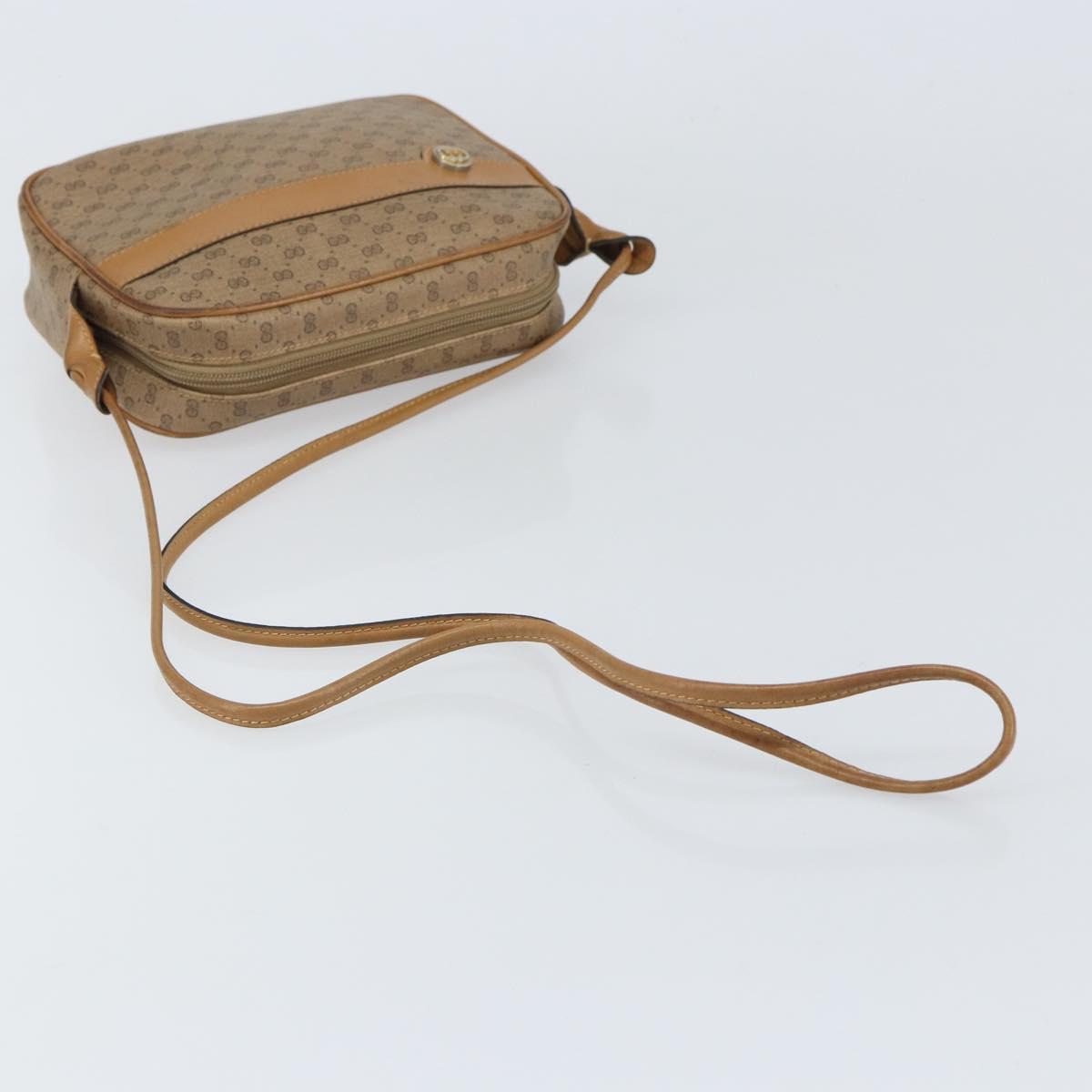 GUCCI Micro GG Supreme Shoulder Bag PVC Beige Gold Auth ka478