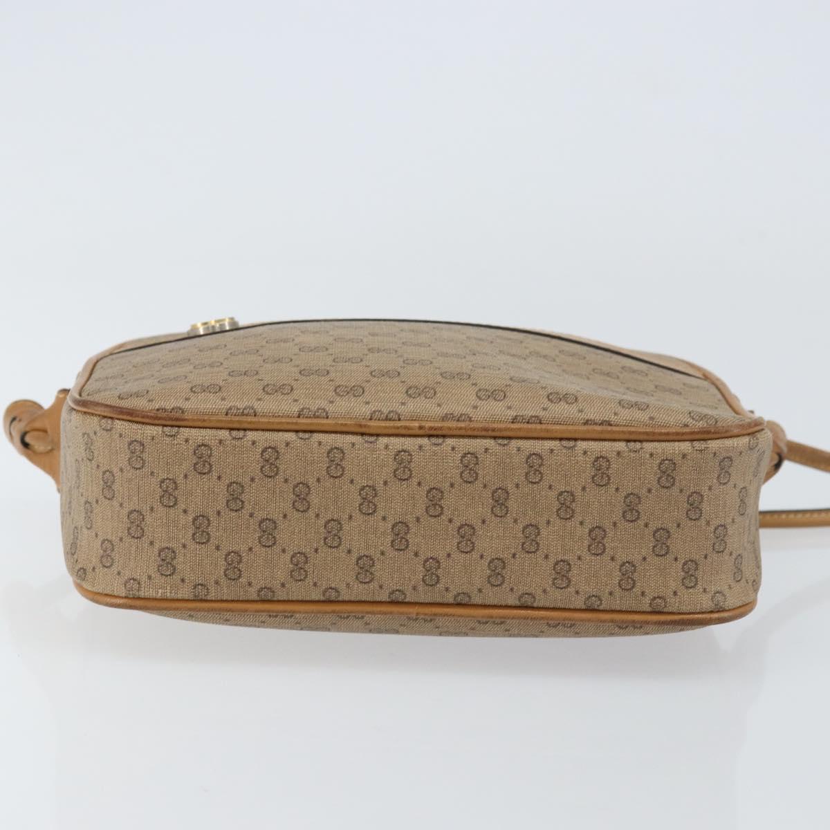 GUCCI Micro GG Supreme Shoulder Bag PVC Beige Gold Auth ka478