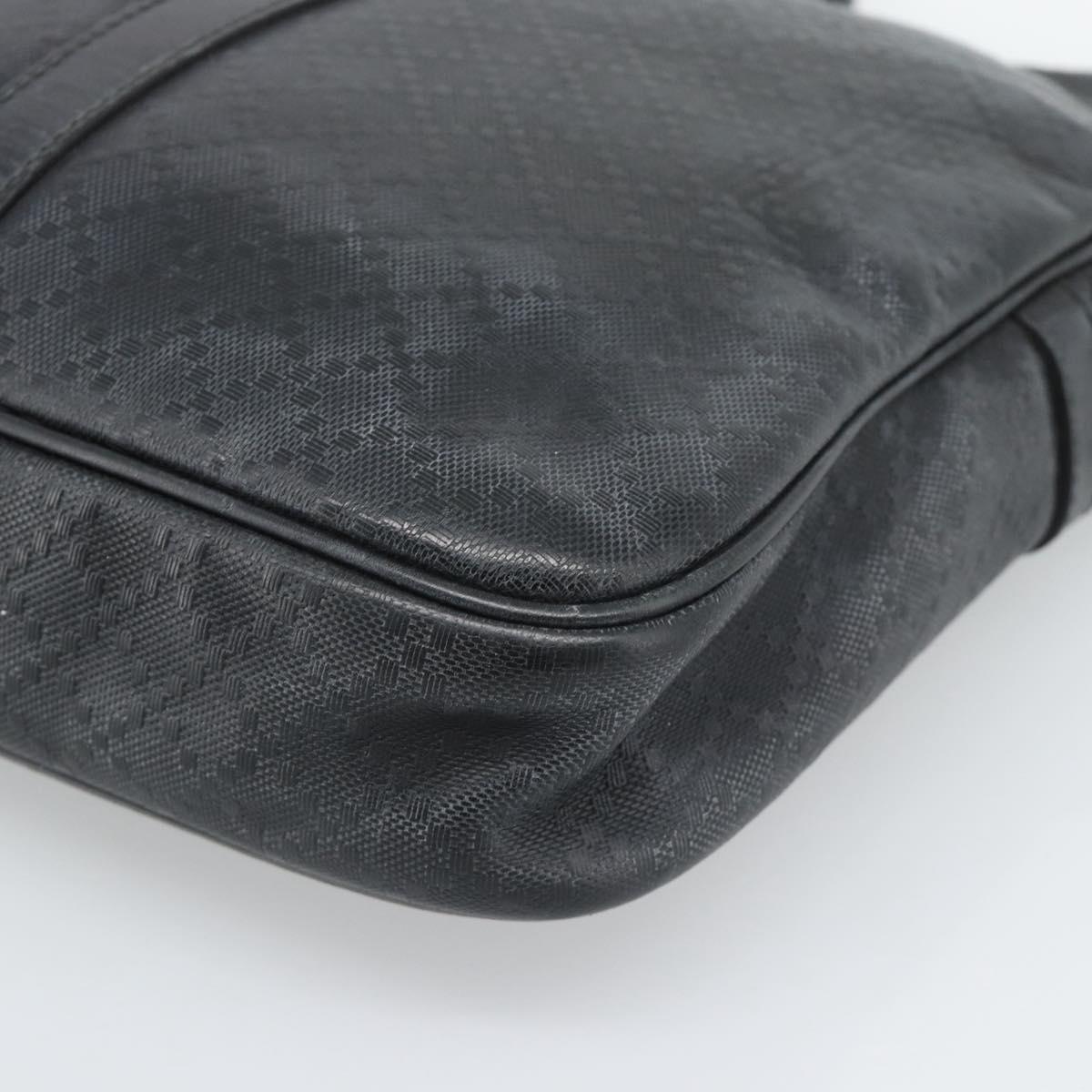 GUCCI Diamante Business Bag Leather Black Gold 208463 Auth ka4780