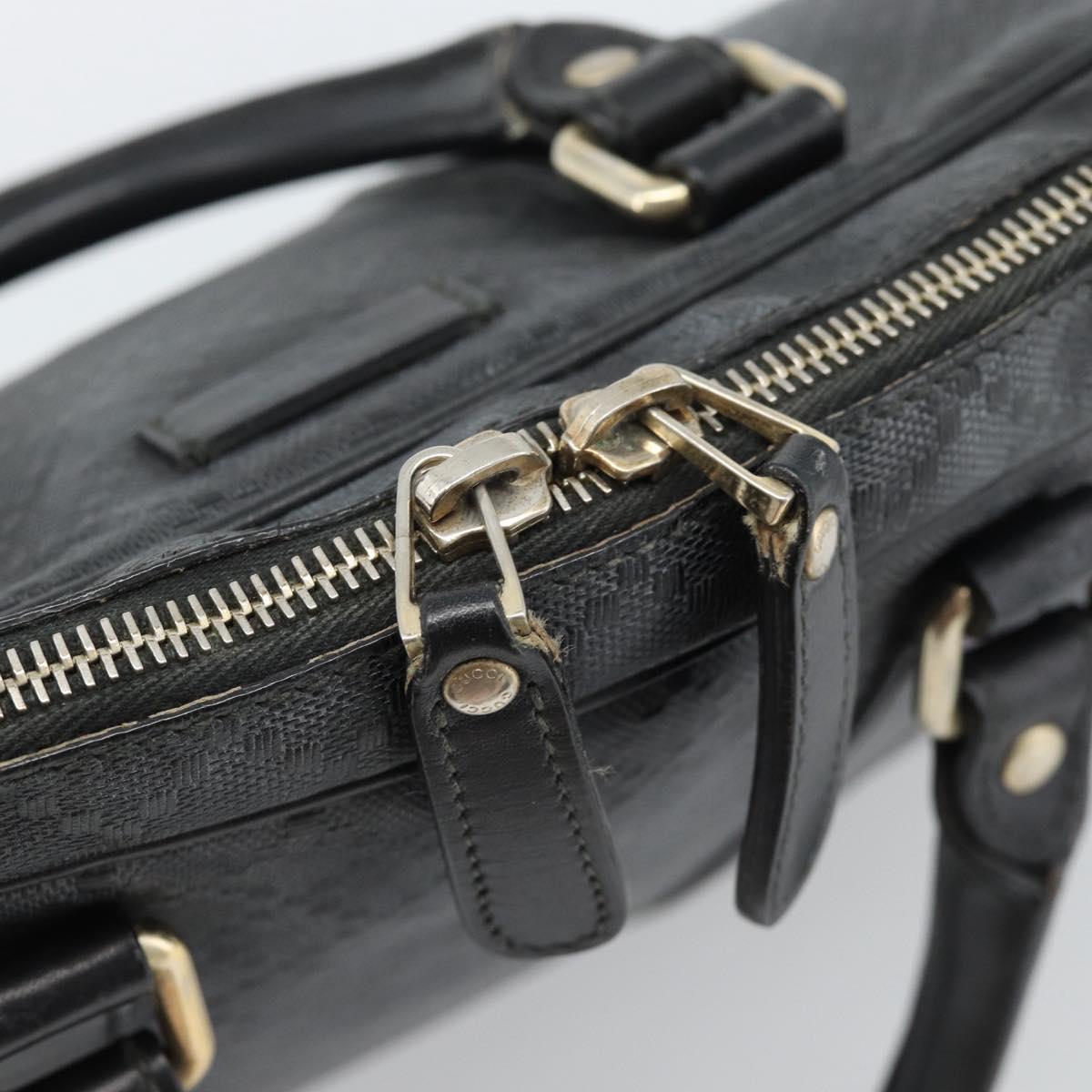 GUCCI Diamante Business Bag Leather Black Gold 208463 Auth ka4780