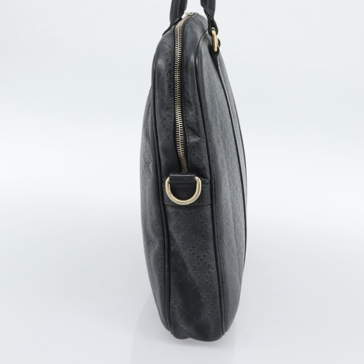 GUCCI Diamante Business Bag Leather Black Gold 208463 Auth ka4780
