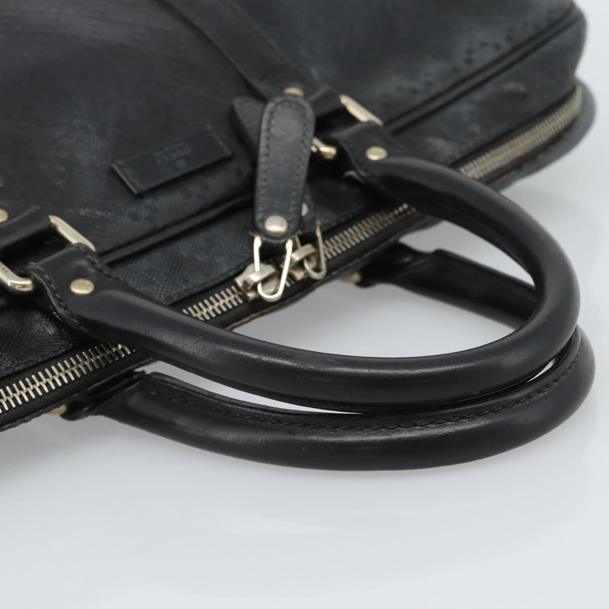 GUCCI Diamante Business Bag Leather Black Gold 208463 Auth ka4780