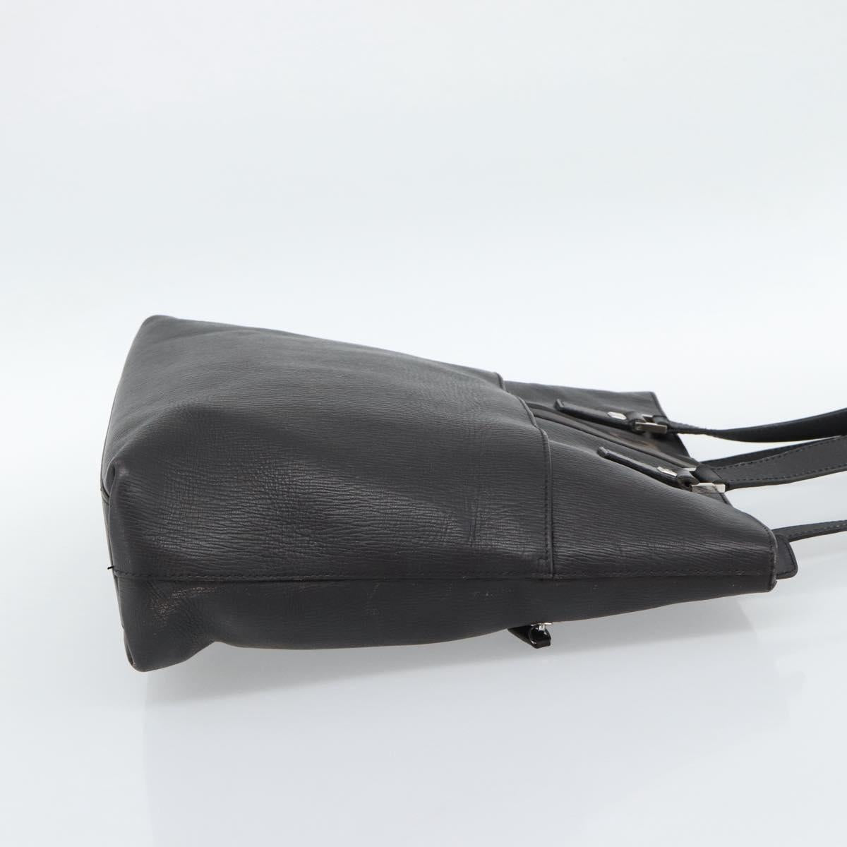 Salvatore Ferragamo Tote Bag Leather Black Silver Auth ka4781