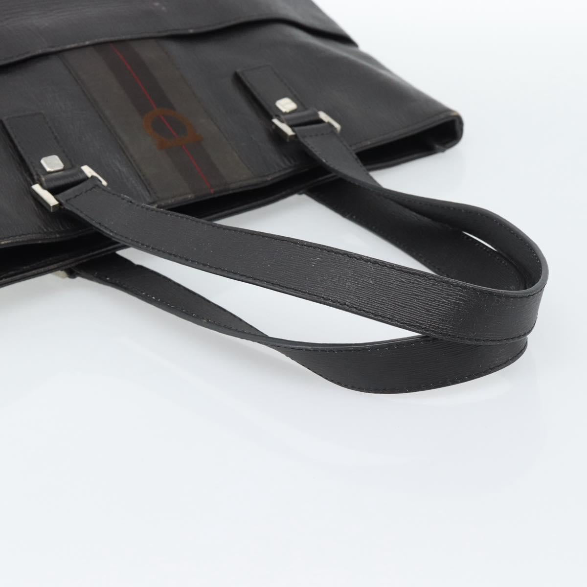 Salvatore Ferragamo Tote Bag Leather Black Silver Auth ka4781