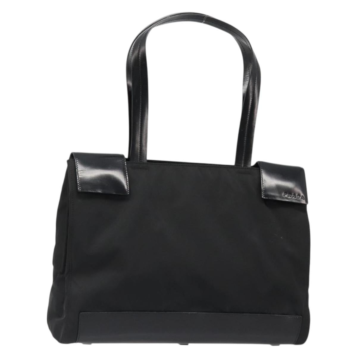PRADA Hand Bag Nylon Black Silver Auth ka4784A