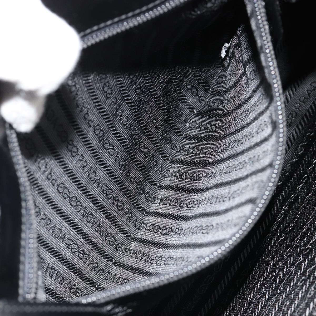 PRADA Hand Bag Nylon Black Silver Auth ka4784A
