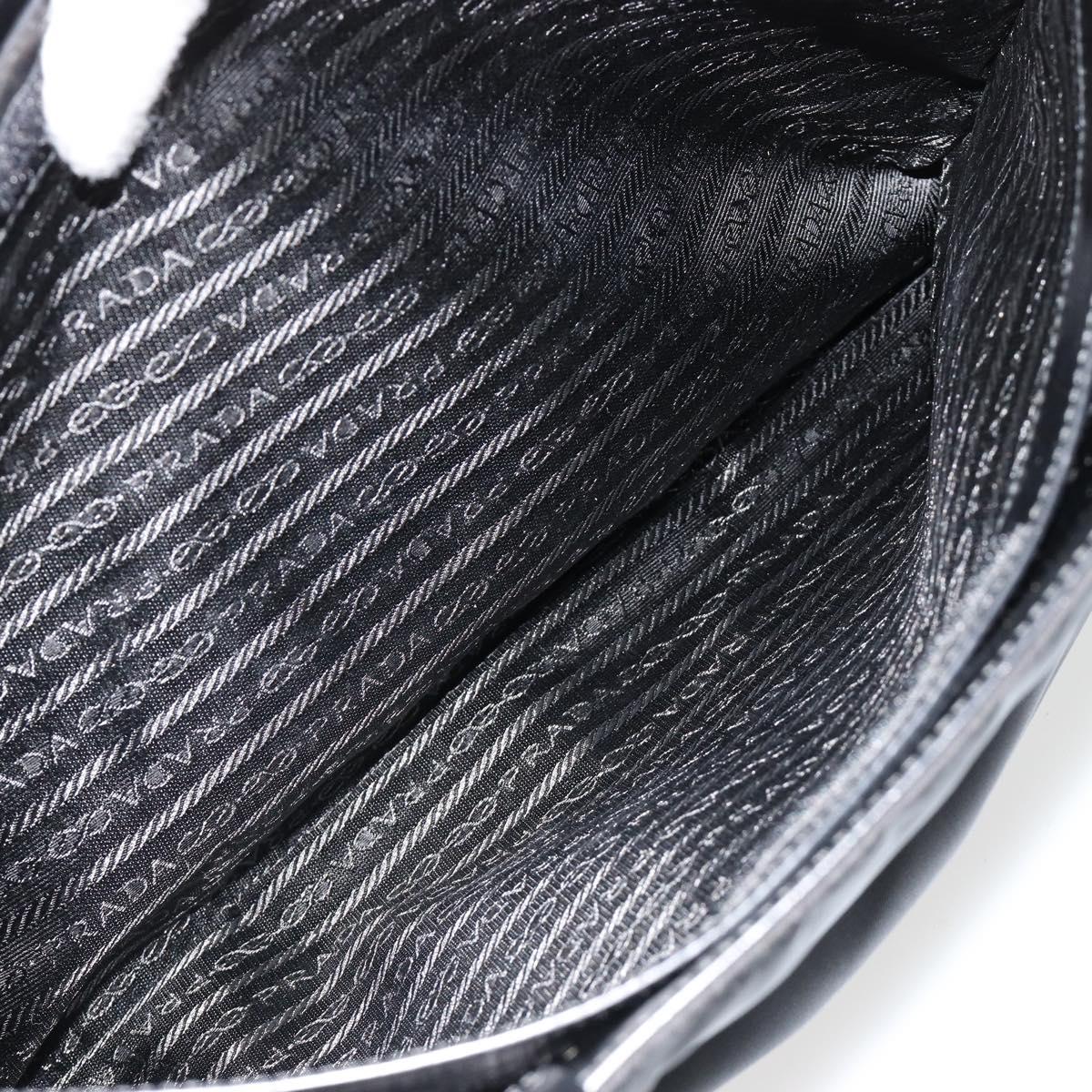 PRADA Hand Bag Nylon Black Silver Auth ka4784A