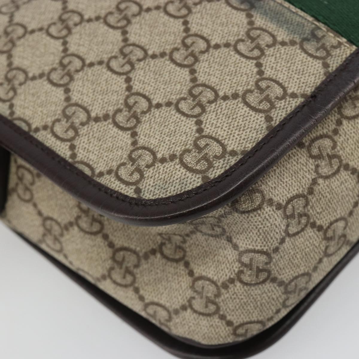 GUCCI GG Supreme Web Sherry Line Shoulder Bag PVC Beige Red 180692 Auth ka4786A
