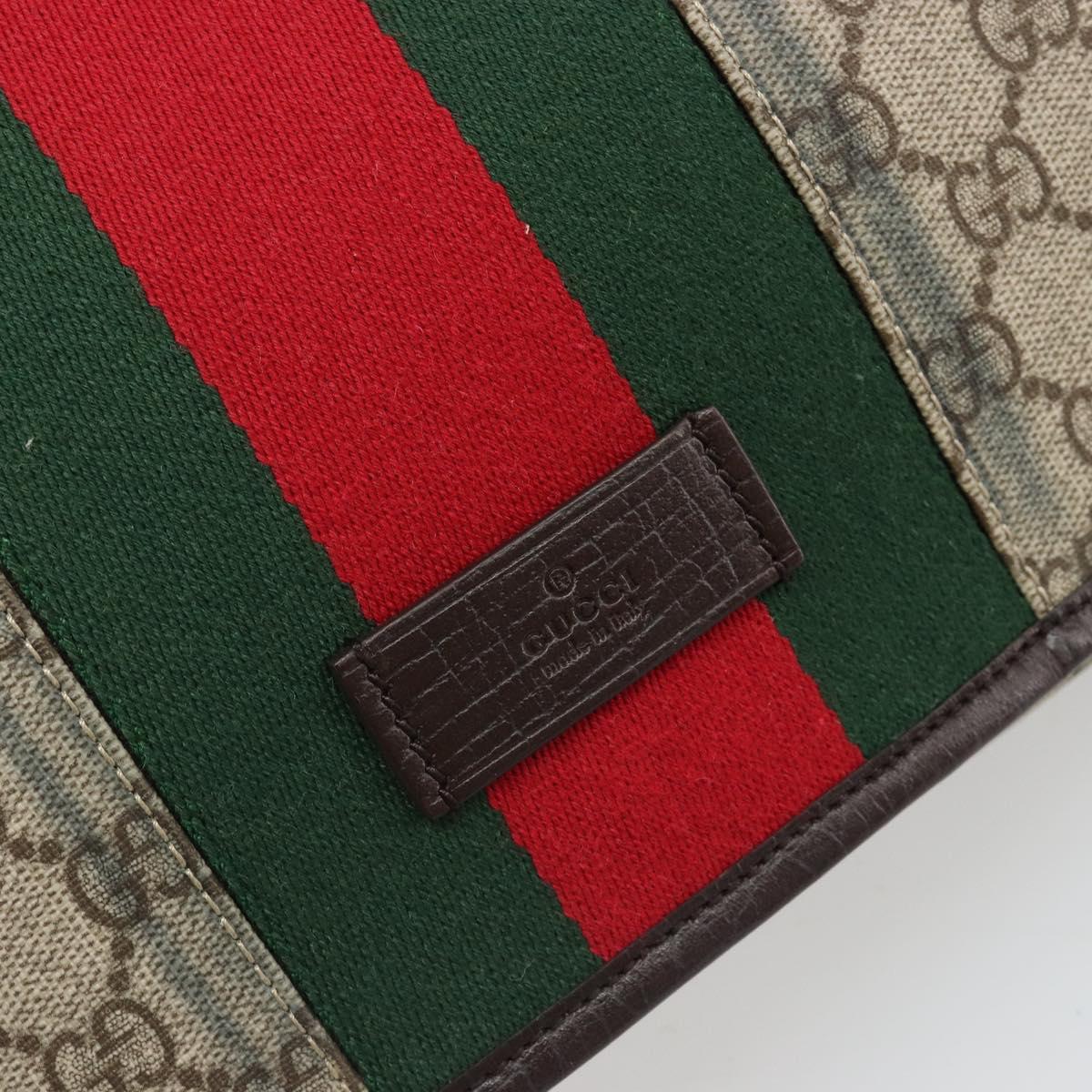 GUCCI GG Supreme Web Sherry Line Shoulder Bag PVC Beige Red 180692 Auth ka4786A