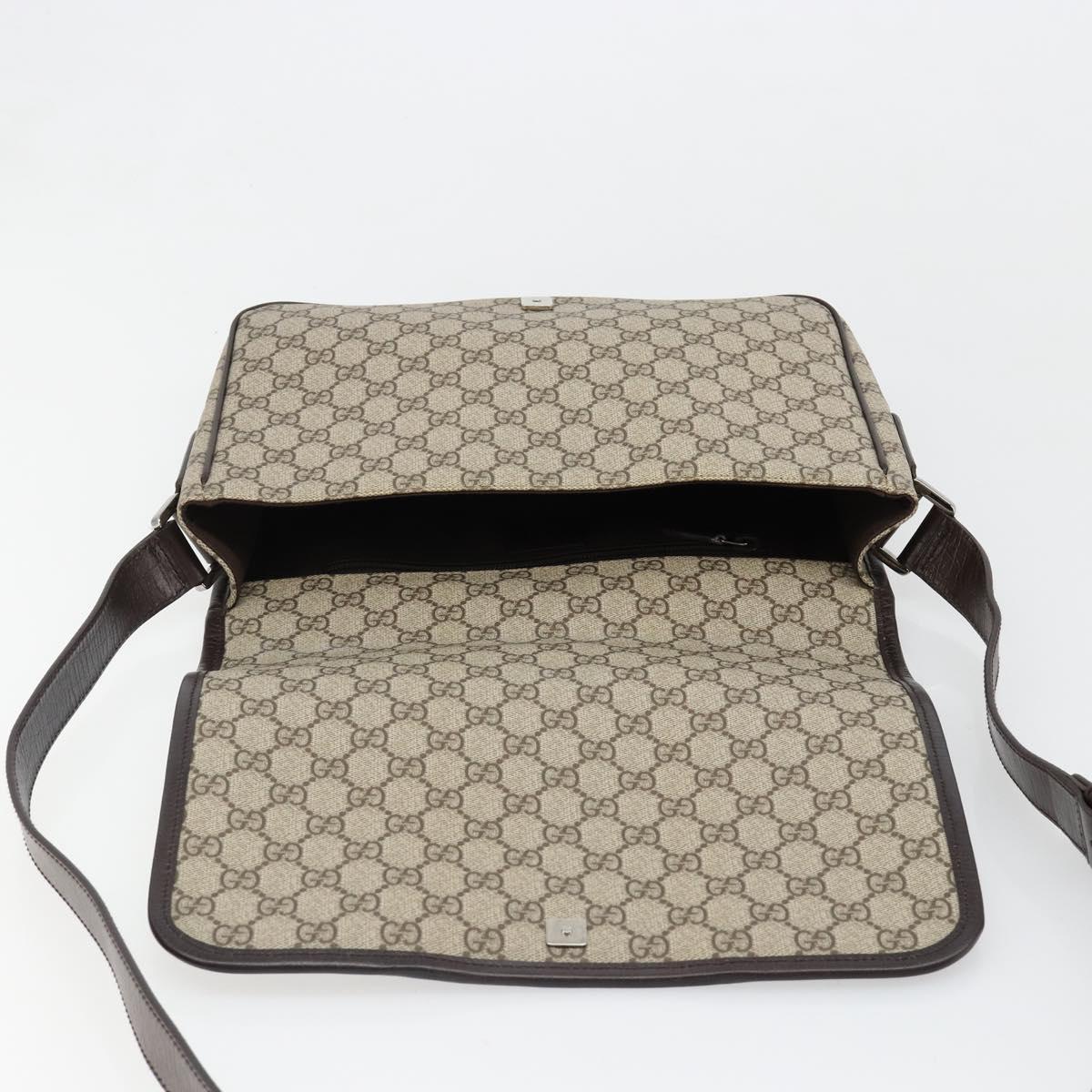 GUCCI GG Supreme Web Sherry Line Shoulder Bag PVC Beige Red 180692 Auth ka4786A
