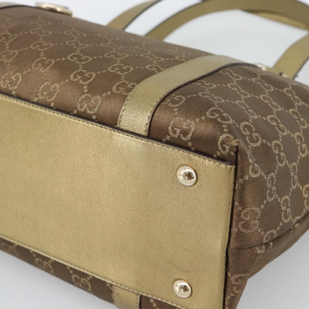 GUCCI GG Canvas Hand Bag Gold 141470 Auth ka4787