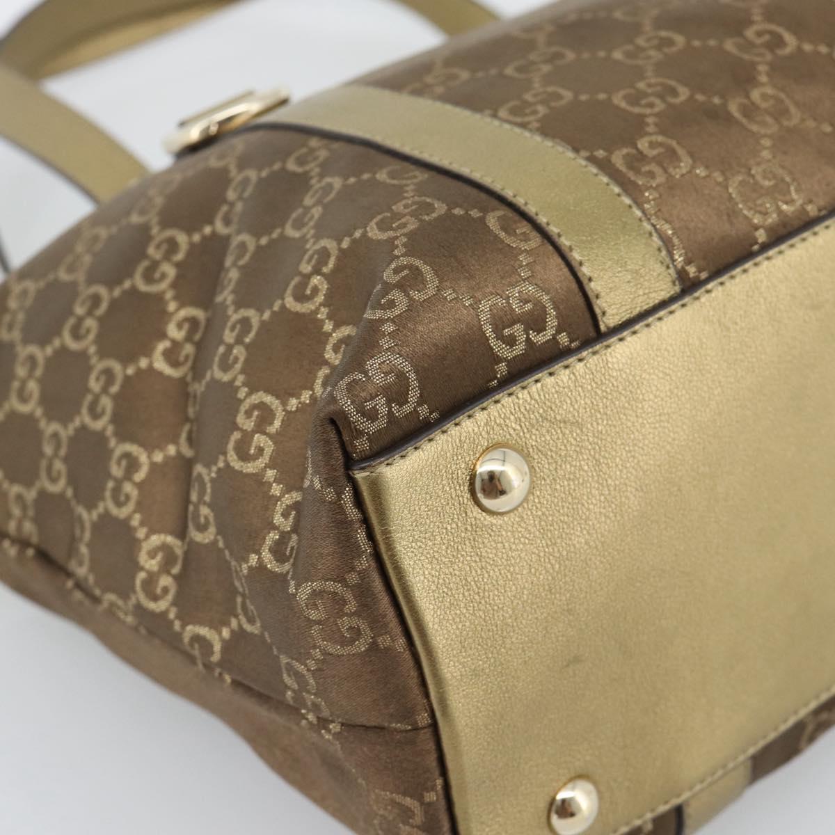 GUCCI GG Canvas Hand Bag Gold 141470 Auth ka4787