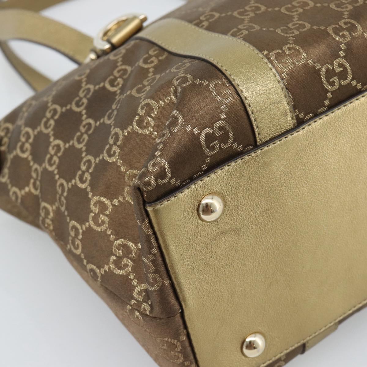 GUCCI GG Canvas Hand Bag Gold 141470 Auth ka4787