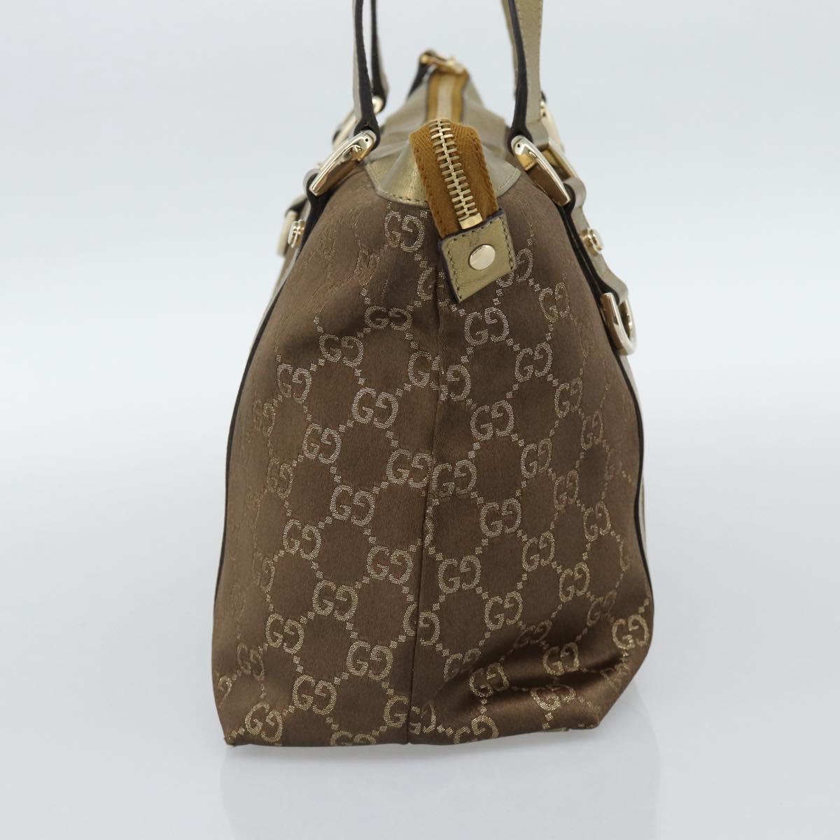 GUCCI GG Canvas Hand Bag Gold 141470 Auth ka4787