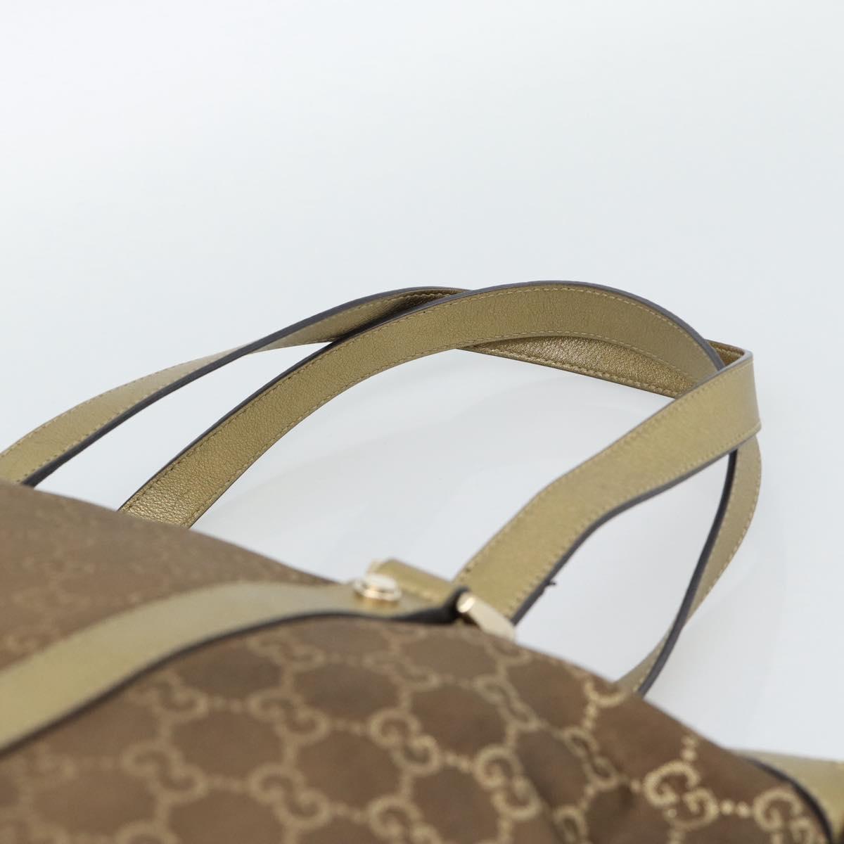 GUCCI GG Canvas Hand Bag Gold 141470 Auth ka4787
