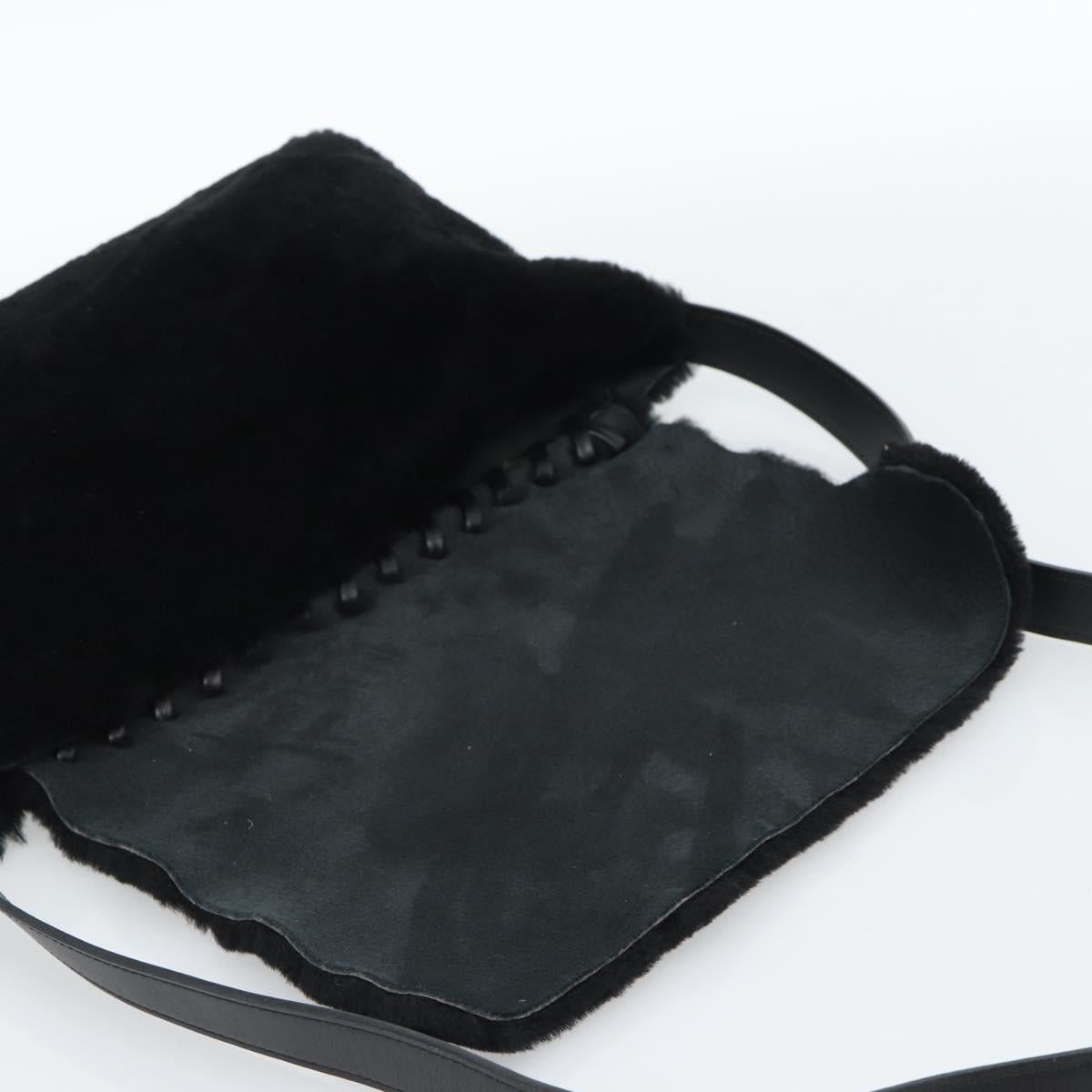 SAINT LAURENT Shoulder Bag Mouton Black Auth ka4788A
