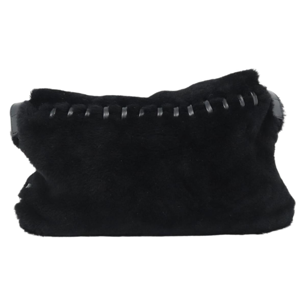 SAINT LAURENT Shoulder Bag Mouton Black Auth ka4788A