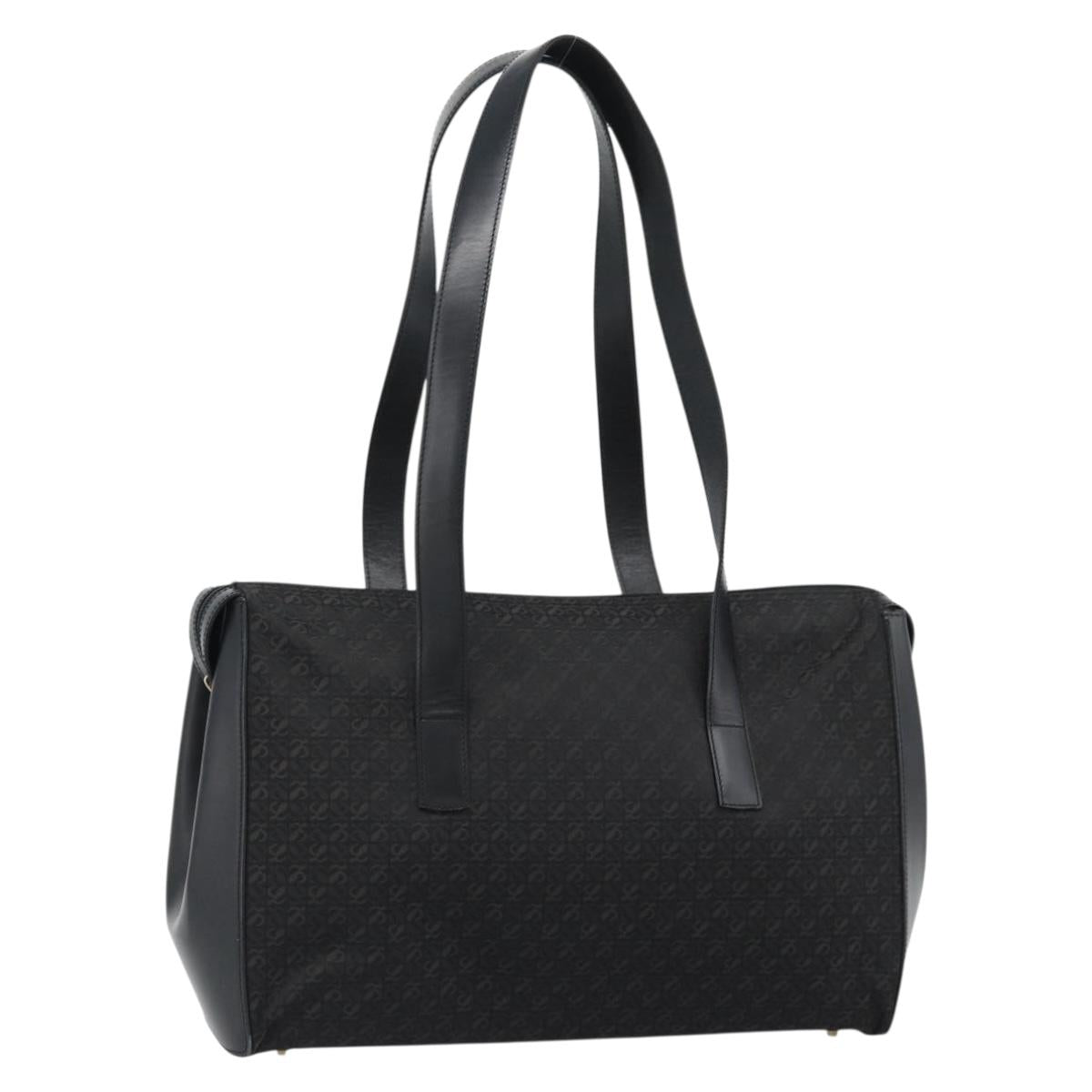 LOEWE Tote Bag Canvas Black Gold Auth ka4789