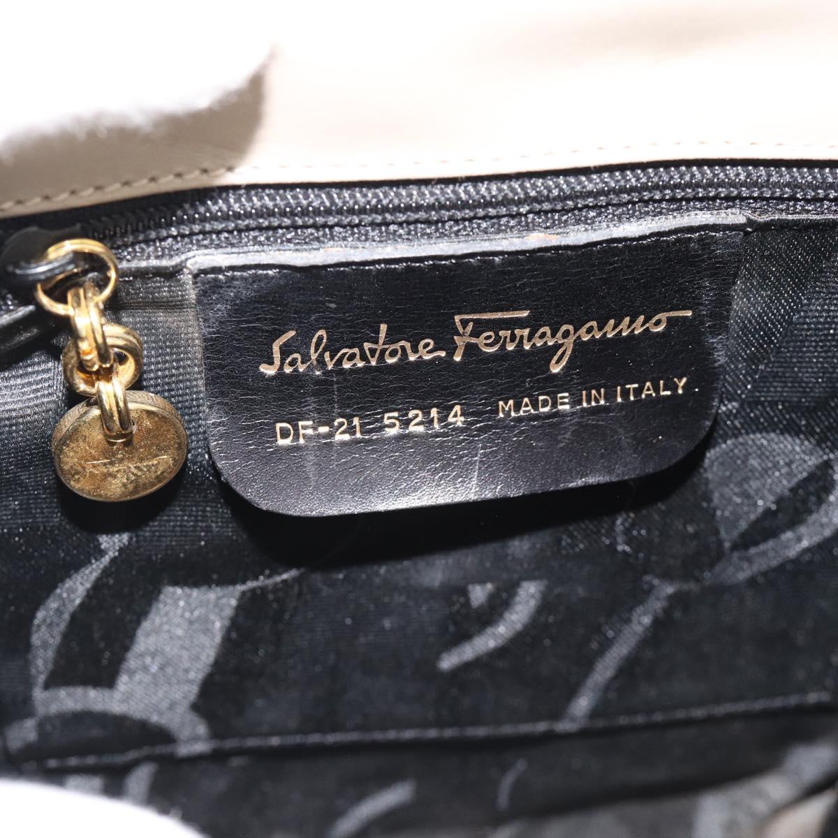 Salvatore Ferragamo Vala Hand Bag Suede Beige Gold Auth ka4791