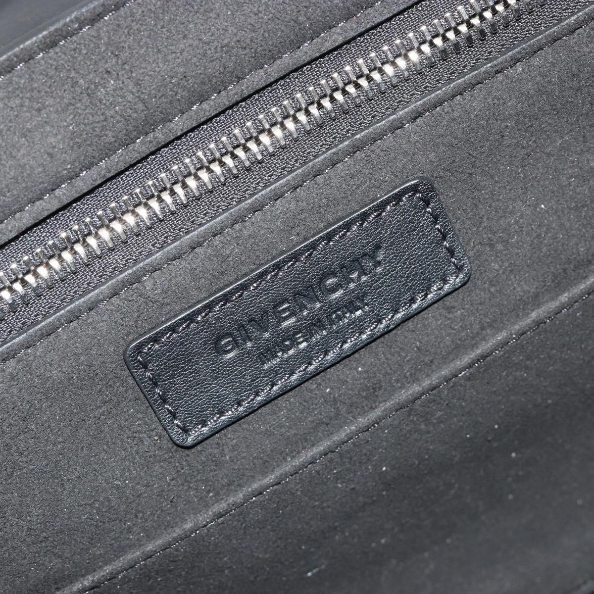 GIVENCHY Hand Bag Leather 2way Black Silver Auth ka4793A