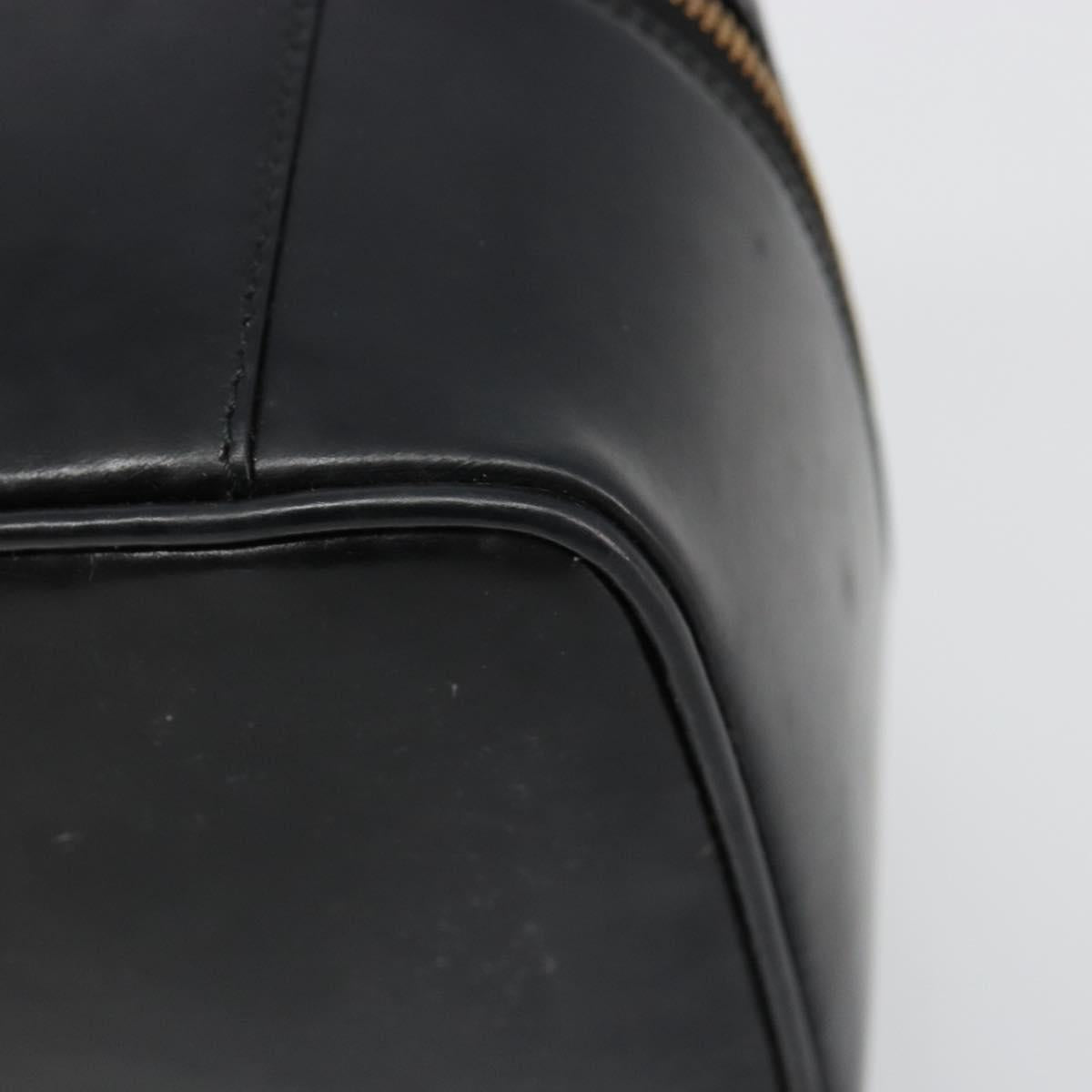 GUCCI Vanity Hand Bag Leather Black Gold 032 1956 0150 Auth ka4794