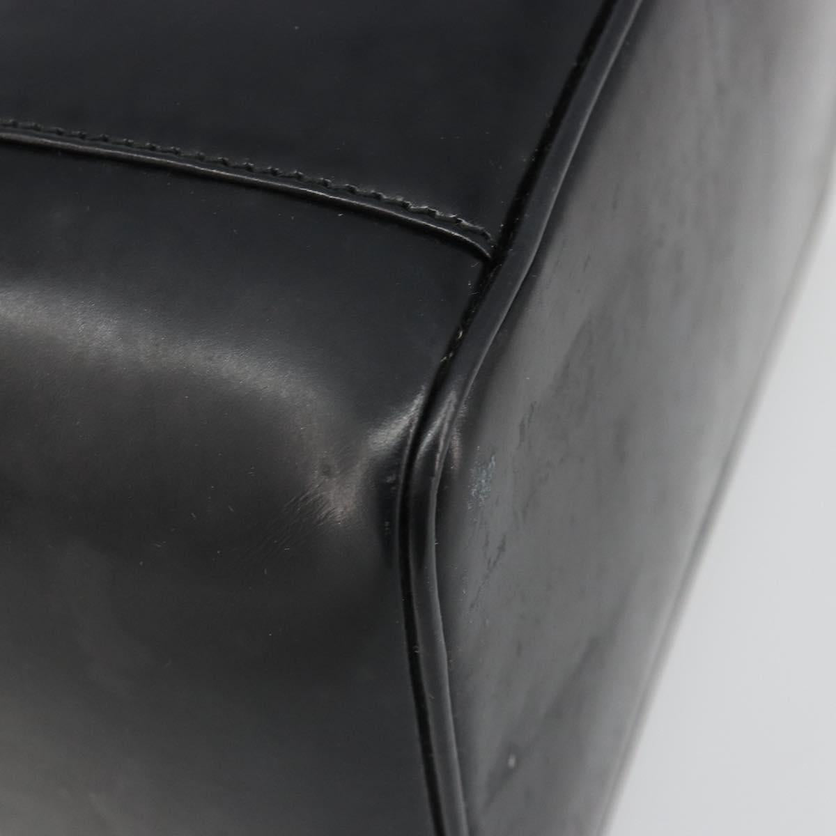 GUCCI Vanity Hand Bag Leather Black Gold 032 1956 0150 Auth ka4794