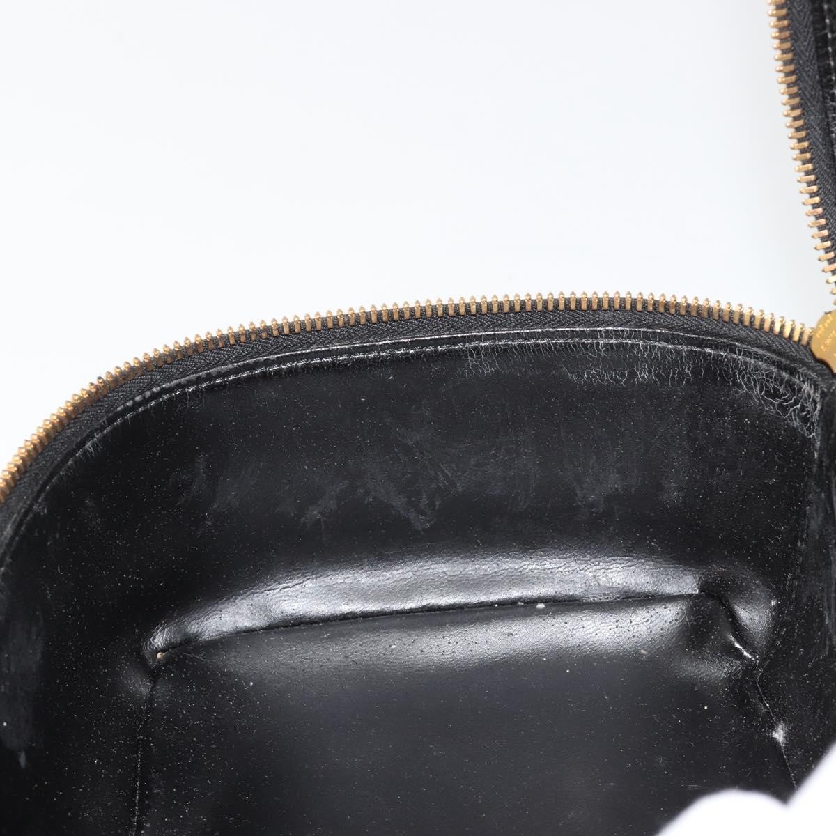GUCCI Vanity Hand Bag Leather Black Gold 032 1956 0150 Auth ka4794