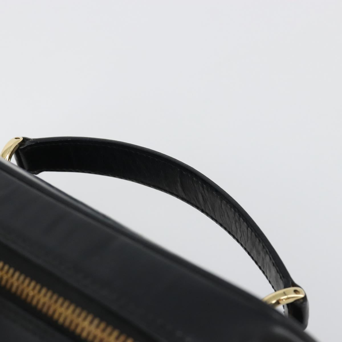 GUCCI Vanity Hand Bag Leather Black Gold 032 1956 0150 Auth ka4794