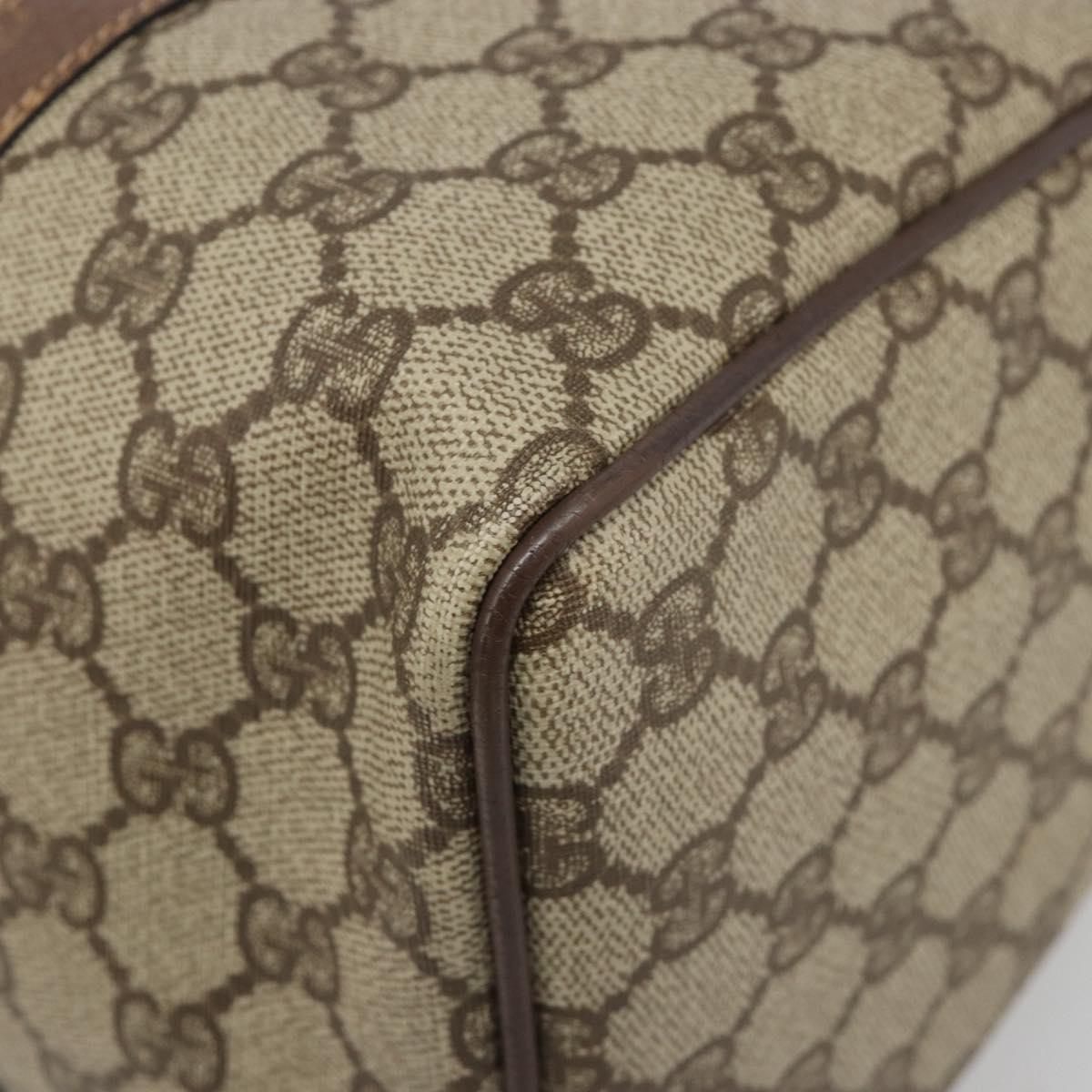 GUCCI GG Supreme Hand Bag PVC Beige Gold 002 39 6842 Auth ka4795