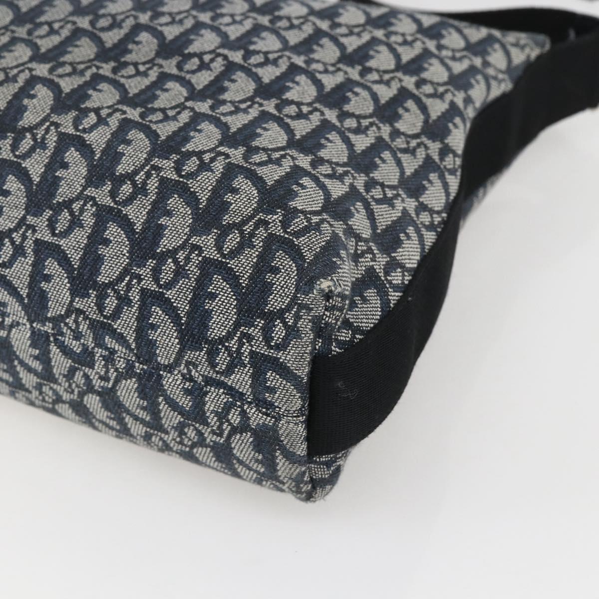 Christian Dior Trotter Canvas Shoulder Bag Navy Silver Auth ka480