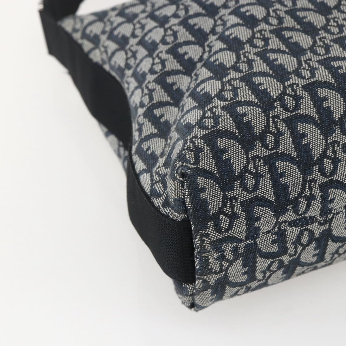 Christian Dior Trotter Canvas Shoulder Bag Navy Silver Auth ka480