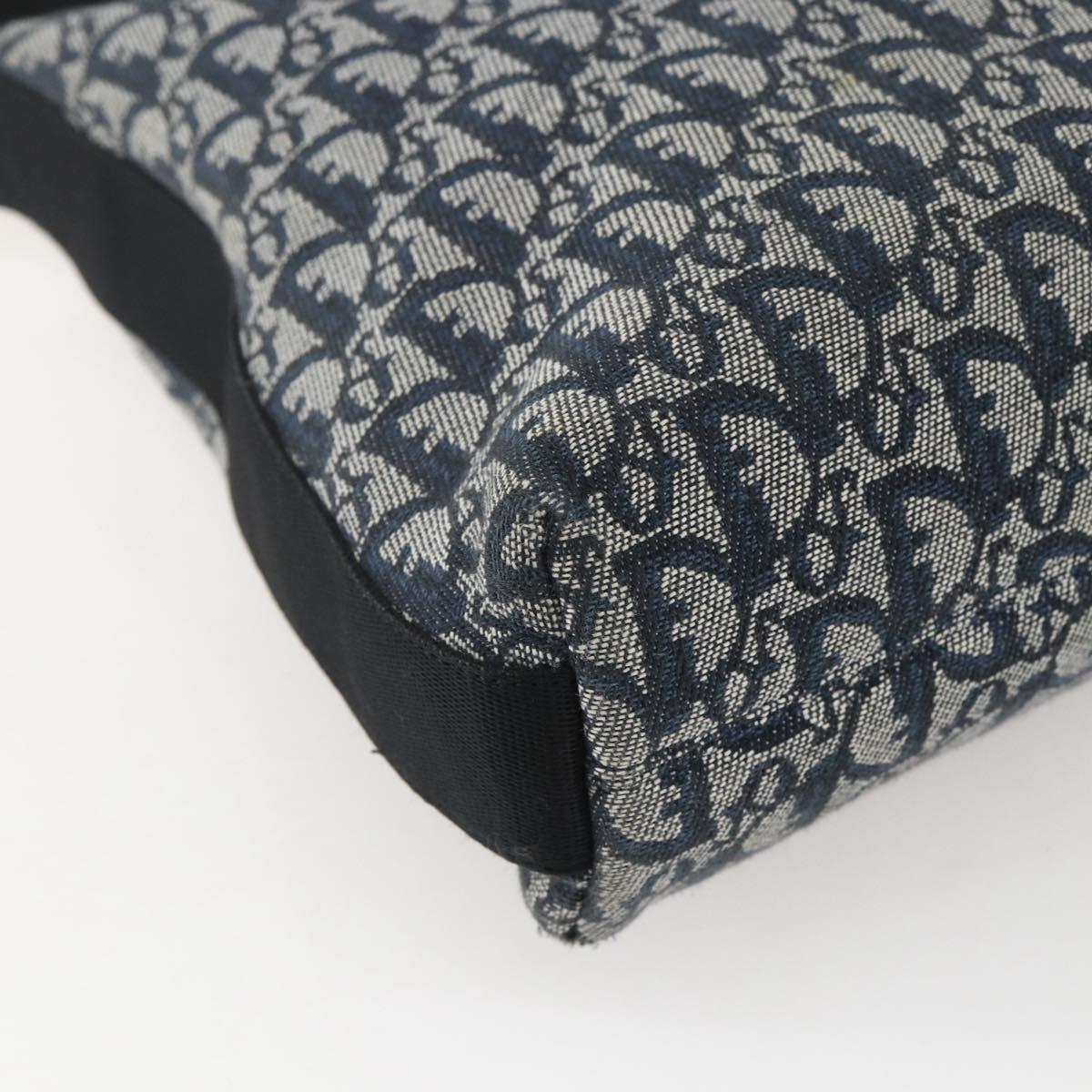 Christian Dior Trotter Canvas Shoulder Bag Navy Silver Auth ka480