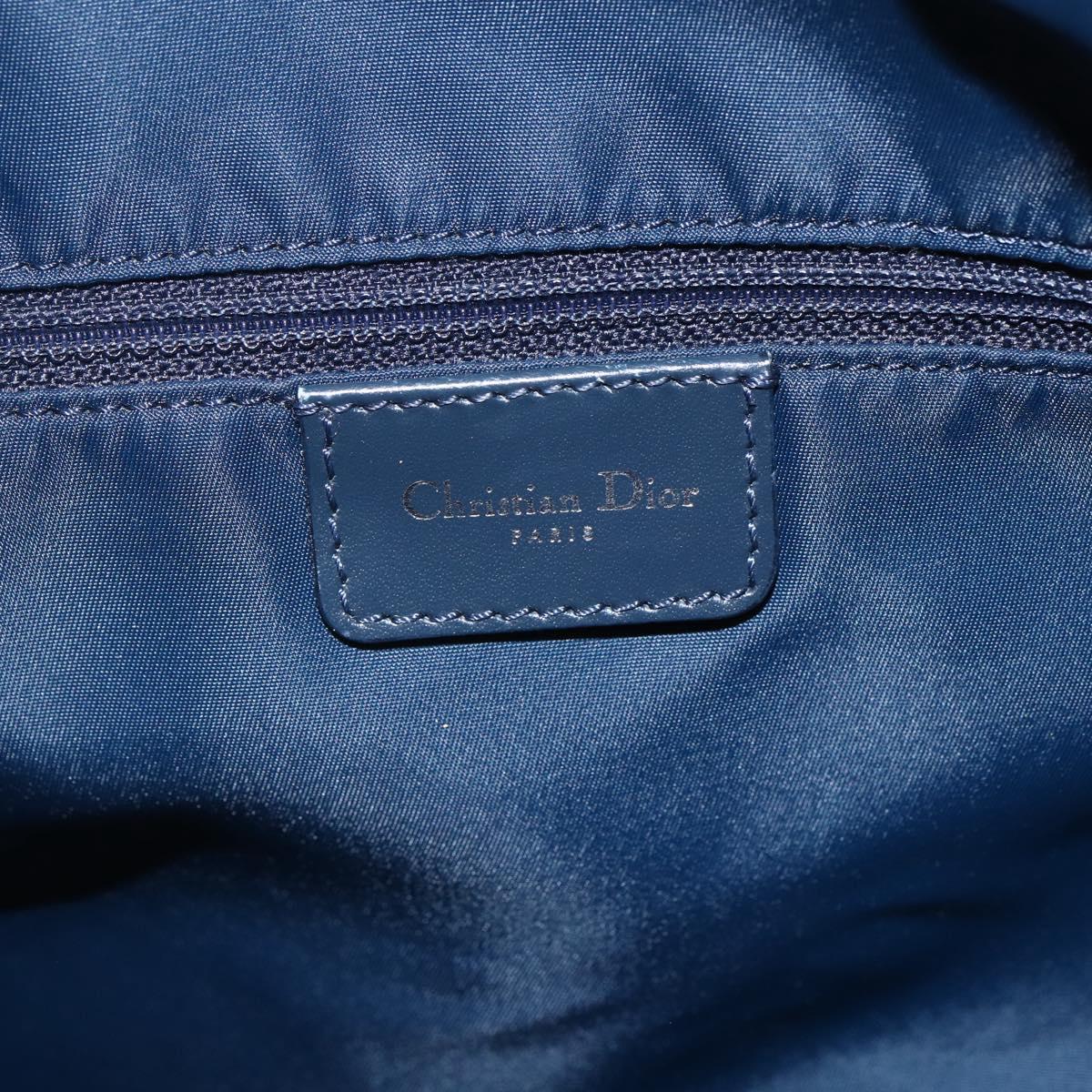 Christian Dior Trotter Canvas Shoulder Bag Navy Silver Auth ka480