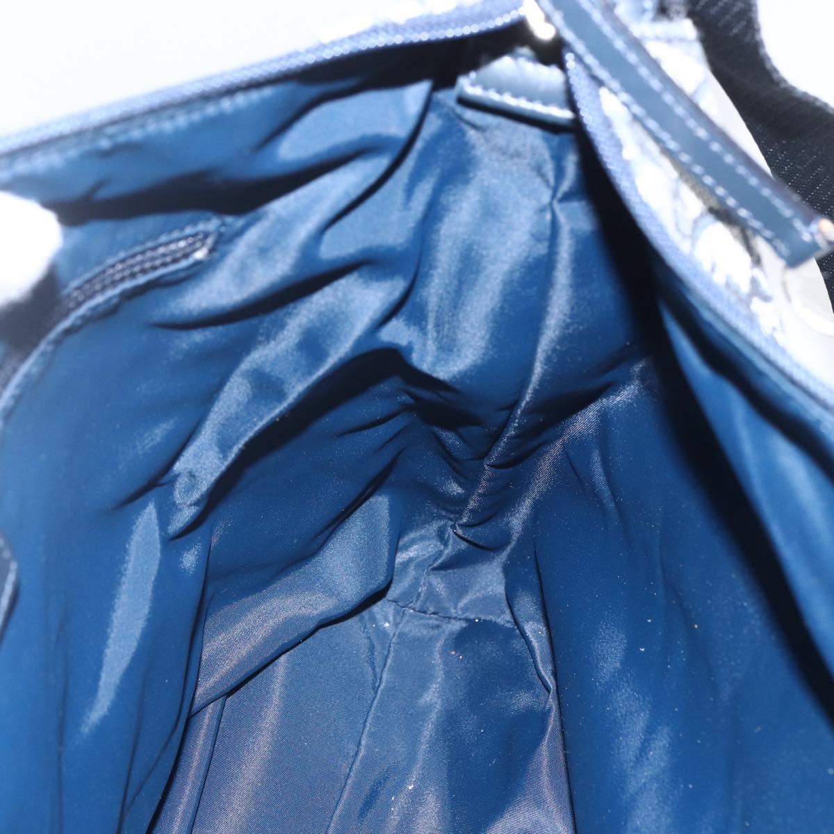 Christian Dior Trotter Canvas Shoulder Bag Navy Silver Auth ka480