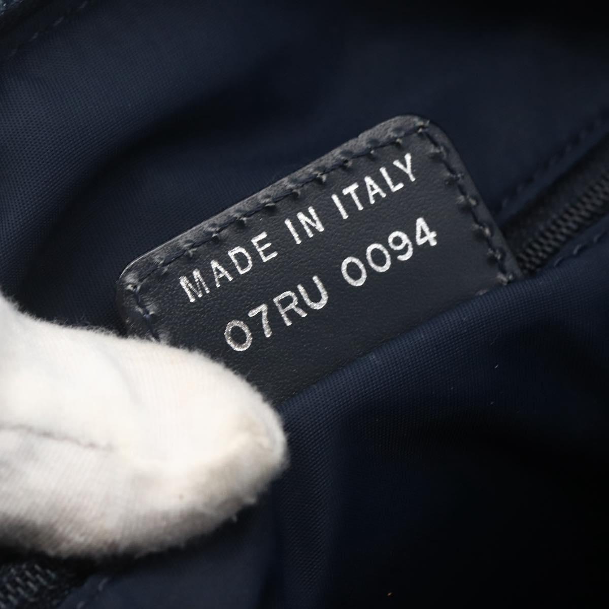 Christian Dior Trotter Canvas Shoulder Bag Navy Silver Auth ka480