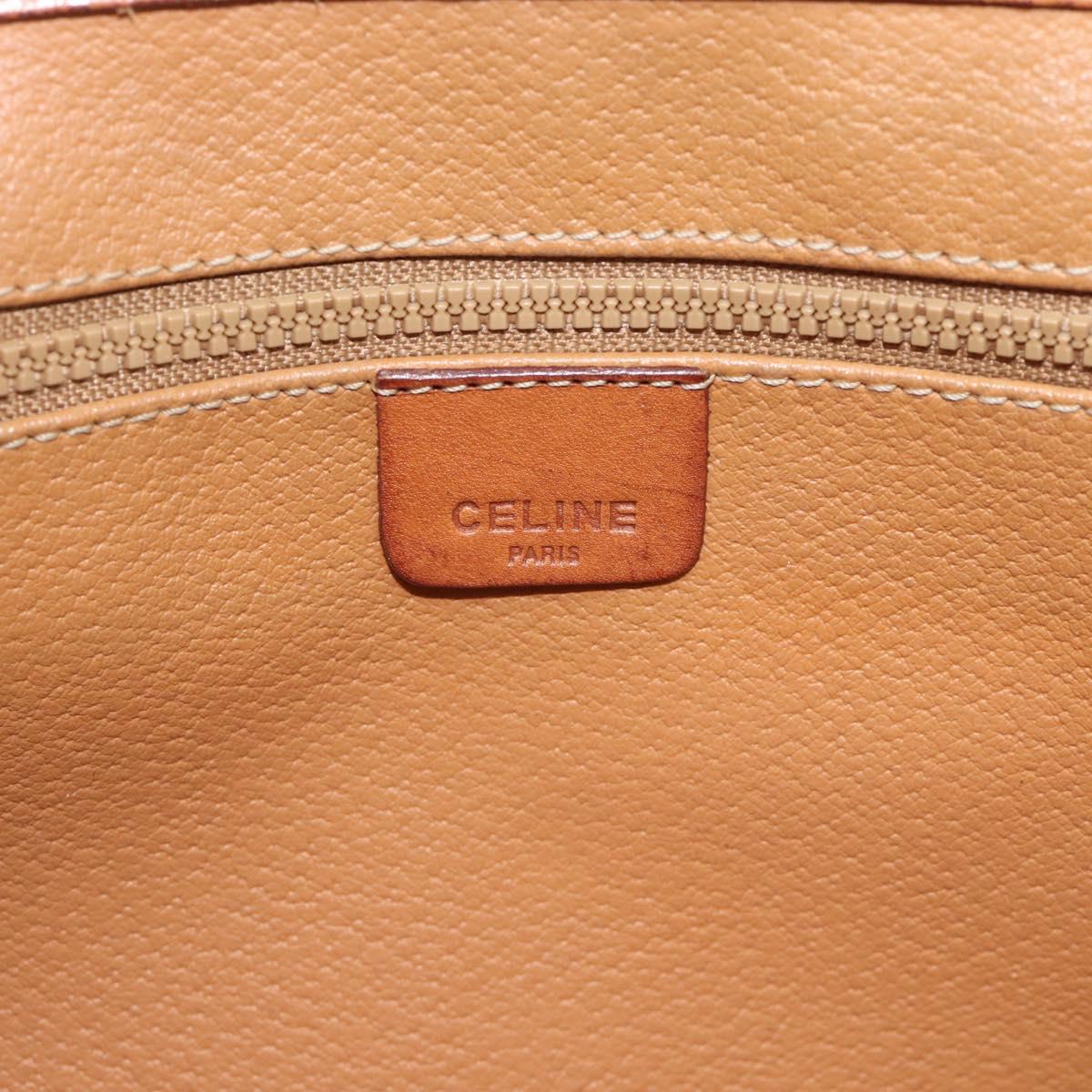 CELINE Macadam Canvas Shoulder Bag PVC Leather Brown Gold Auth ka4803