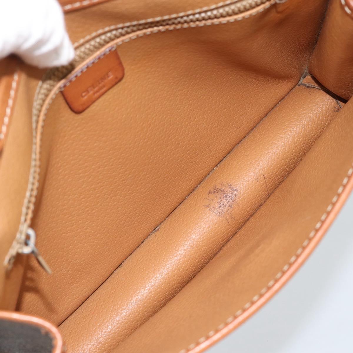 CELINE Macadam Canvas Shoulder Bag PVC Leather Brown Gold Auth ka4803