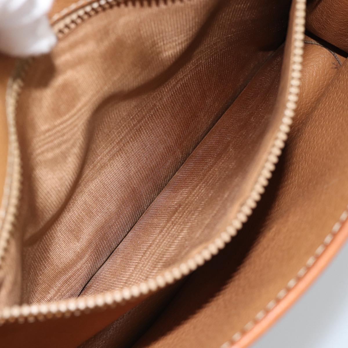 CELINE Macadam Canvas Shoulder Bag PVC Leather Brown Gold Auth ka4803