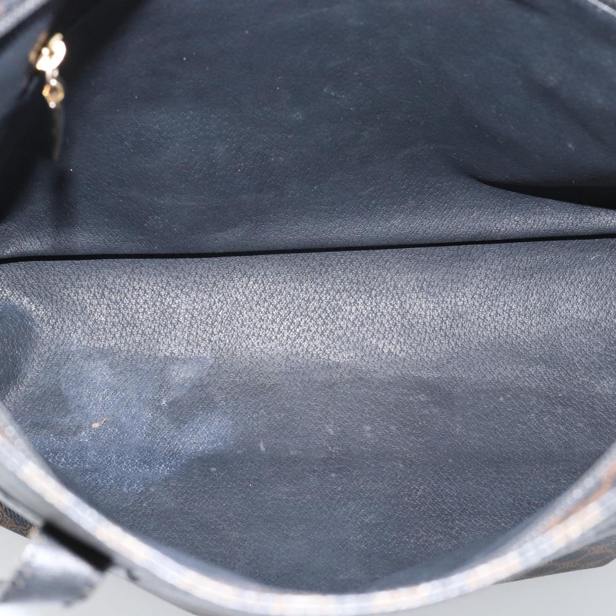 CELINE Macadam Canvas Tote Bag PVC Leather Black Gold Auth ka4807