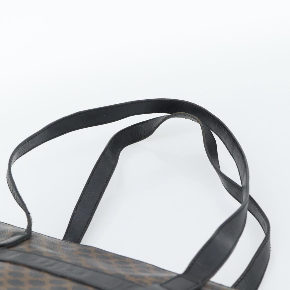 CELINE Macadam Canvas Tote Bag PVC Leather Black Gold Auth ka4807