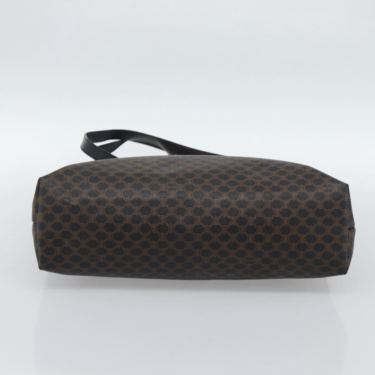 CELINE Macadam Canvas Tote Bag PVC Leather Black Gold Auth ka4807