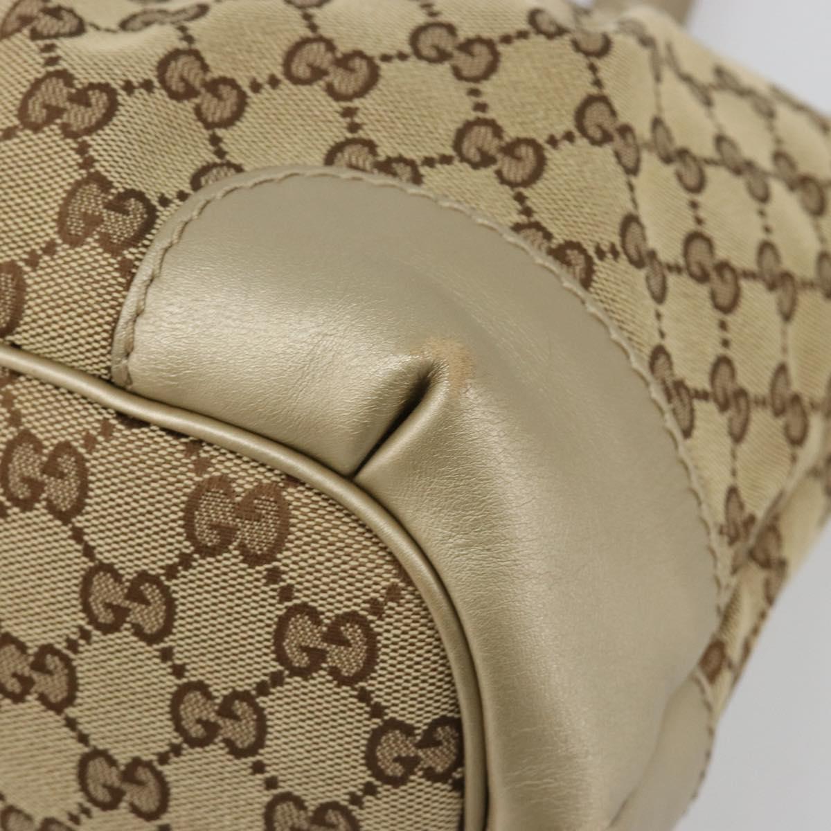 GUCCI GG Canvas Hand Bag 2way Beige Gold 247902 Auth ka4810A