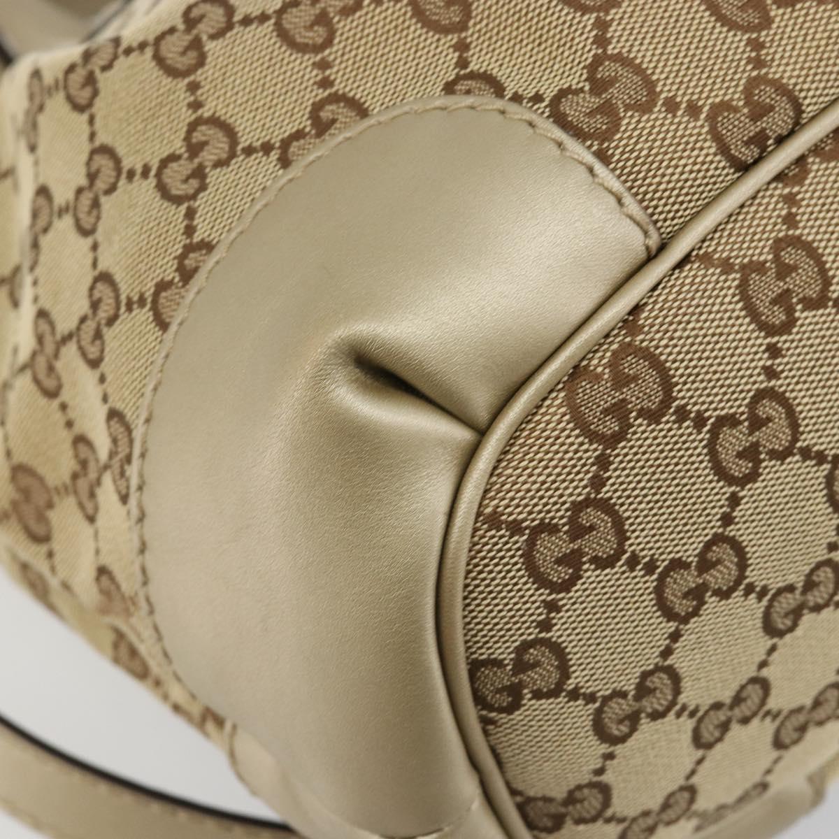 GUCCI GG Canvas Hand Bag 2way Beige Gold 247902 Auth ka4810A